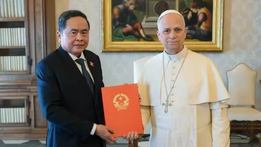 Chủ tịch Quốc hội Trần Thanh Mẫn hội kiến Giáo hoàng Tòa thánh Vatican Leo XIV