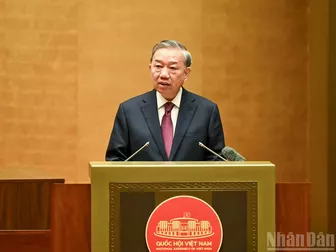 [Ảnh] Hội nghị toàn quốc nghiên cứu, học tập, quán triệt và triển khai thực hiện Nghị quyết Hội nghị lần thứ hai Ban Chấp hành Trung ương Đảng khóa XIV