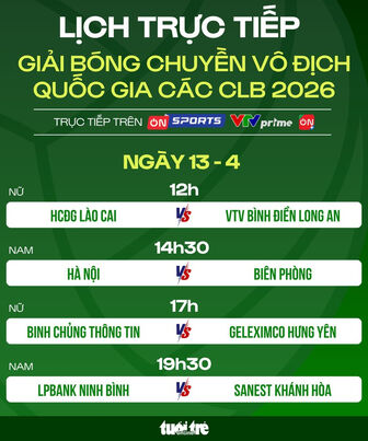 Lịch trực tiếp Giải bóng chuyền vô địch quốc gia ngày 13/04