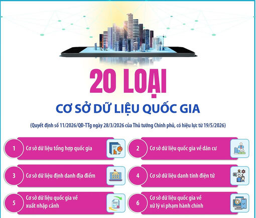Danh mục 20 loại cơ sở dữ liệu quốc gia mới ban hành