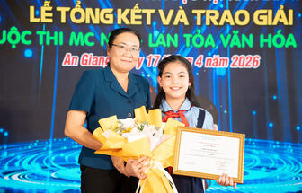 Thí sinh Ong Trần Bảo Ngọc đoạt giải nhất Cuộc thi “MC Nhí - Lan tỏa văn hóa đọc”