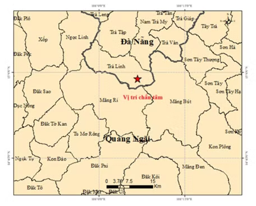 Liên tiếp xảy ra 5 trận động đất ở thành phố Đà Nẵng và tỉnh Quảng Ngãi