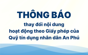 Thông báo thay đổi nội dung hoạt động theo Giấy phép của Quỹ Tín dụng nhân dân An Phú