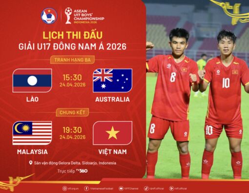 Lịch thi đấu chung kết U17 Đông Nam Á 2026 mới nhất: U17 Việt Nam đấu Malaysia