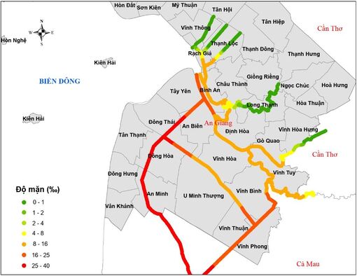 An Giang cảnh báo mặn xâm nhập tăng