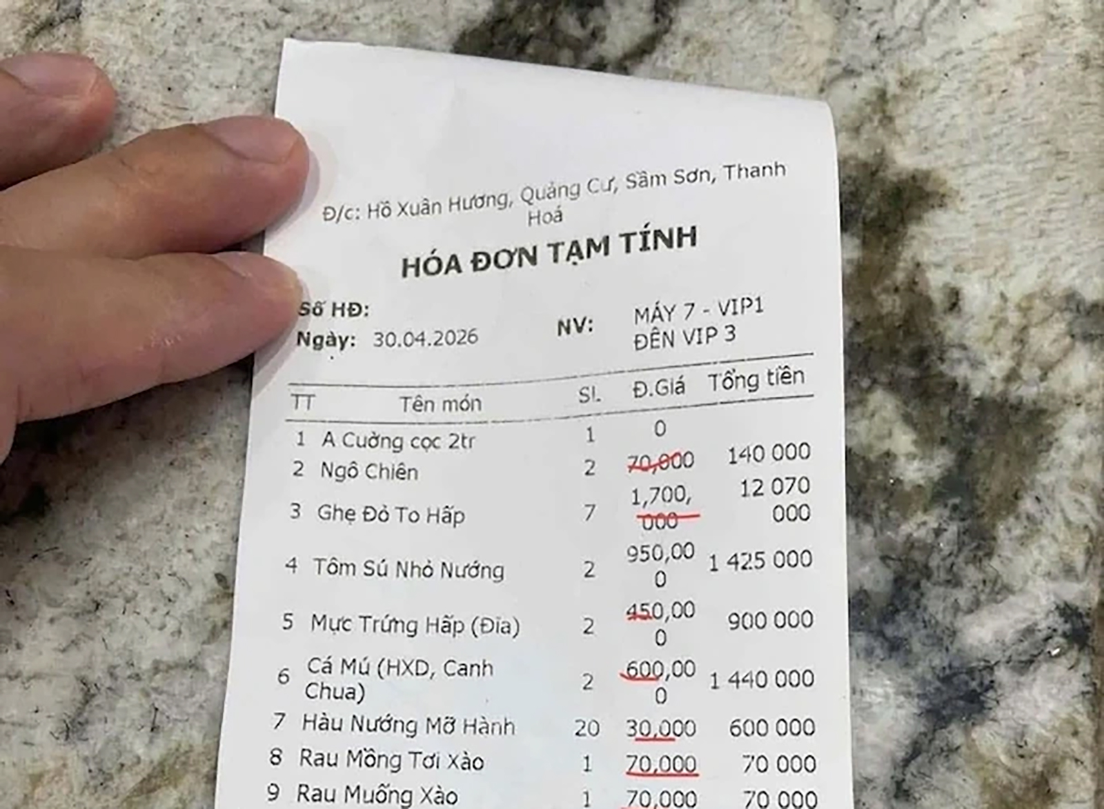 Sự thật đằng sau tờ hóa đơn ăn uống gần 18 triệu đồng tại Sầm Sơn, Thanh Hóa