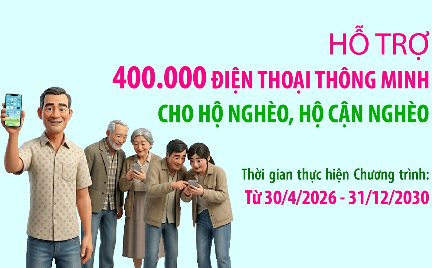 Hỗ trợ 400.000 điện thoại thông minh cho hộ nghèo, hộ cận nghèo