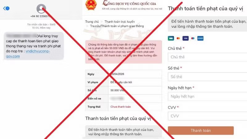 Cảnh giác với chiêu lừa đảo phạt nguội qua website giả mạo dịch vụ công
