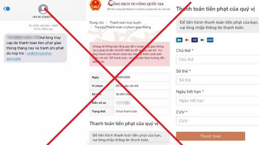Cảnh giác với chiêu lừa đảo phạt nguội qua website giả mạo dịch vụ công