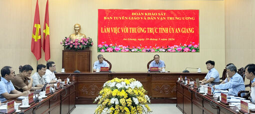 Đoàn khảo sát Ban Tuyên giáo và Dân vận Trung ương làm việc với Thường trực Tỉnh ủy An Giang