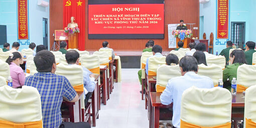 Xã Vĩnh Thuận triển khai kế hoạch và tập huấn diễn tập tác chiến trong khu vực phòng thủ năm 2026