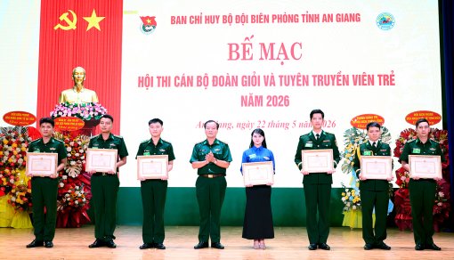 Bế mạc Hội thi cán bộ Đoàn giỏi và tuyên truyền viên trẻ năm 2026 trong Bộ đội Biên phòng tỉnh An Giang