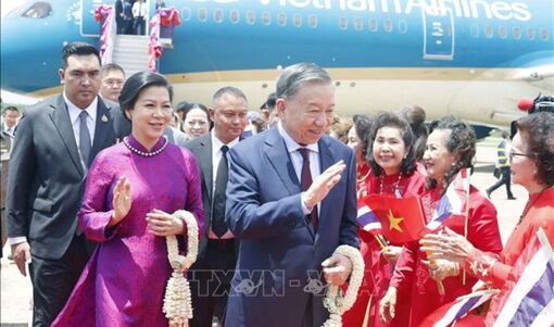 Tổng Bí thư, Chủ tịch nước Tô Lâm và Phu nhân bắt đầu thăm chính thức Vương quốc Thái Lan