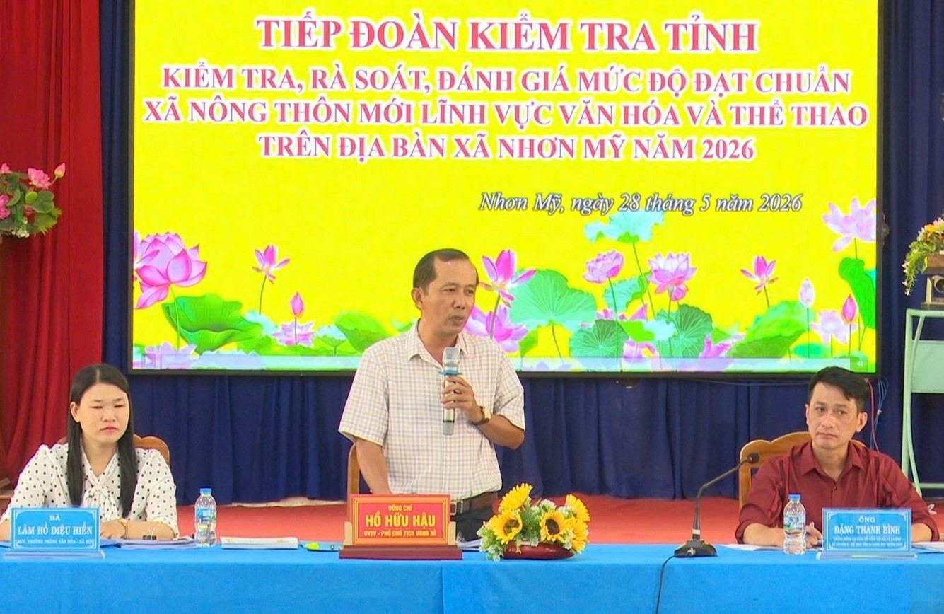 Kiểm tra mức độ đạt chuẩn xã nông thôn mới lĩnh vực văn hóa, thể thao tại xã Nhơn Mỹ