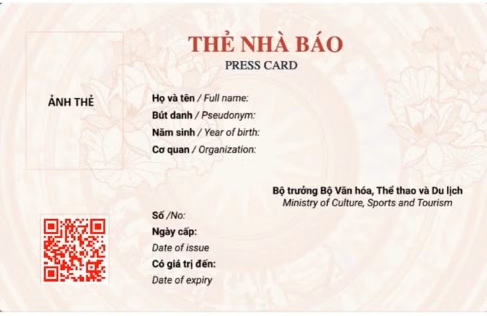 Bộ Văn hóa, Thể thao và Du lịch ban hành mẫu thẻ nhà báo 2026
