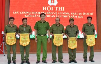 5 đội tham gia Hội thi Lực lượng tham gia bảo vệ an ninh, trật tự ở cơ sở giỏi xã Vĩnh Thuận