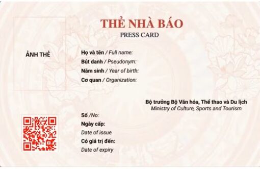 Bộ Văn hóa, Thể thao và Du lịch ban hành mẫu thẻ nhà báo 2026