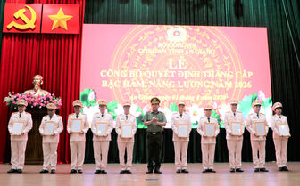 Công an tỉnh An Giang trao quyết định thăng cấp bậc hàm, nâng lương năm 2026