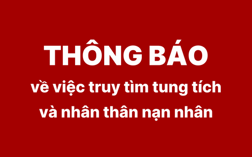 Thông báo về việc truy tìm tung tích và nhân thân nạn nhân