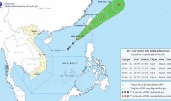 Áp thấp nhiệt đới cách đặc khu Hoàng Sa khoảng 650km