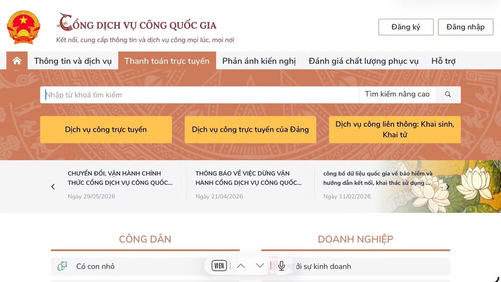 Quản lý, vận hành, khai thác Cổng Dịch vụ công quốc gia