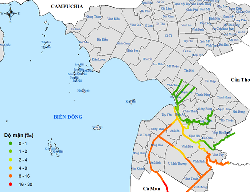 An Giang xâm nhập mặn giảm