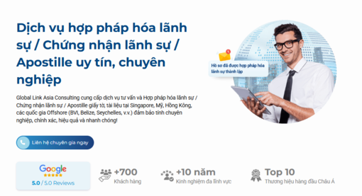 Hợp pháp hóa lãnh sự giấy tờ doanh nghiệp quốc tế cùng Global Link Asia Consulting
