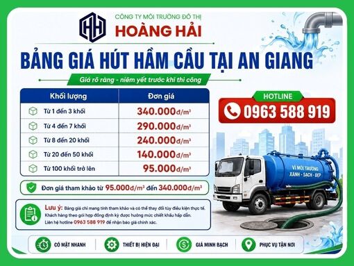 Bảng giá hút hầm cầu tại An Giang - Hút Hầm Cầu Hoàng Hải