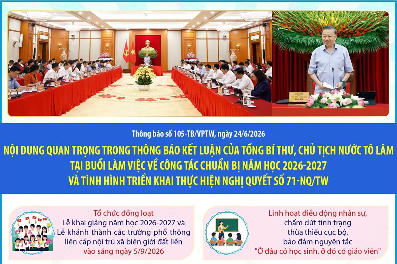 Tổng Bí thư, Chủ tịch nước Tô Lâm làm việc về công tác chuẩn bị năm học mới