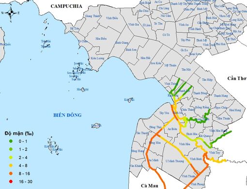 An Giang xâm nhập mặn tăng nhẹ trong tuần đầu tháng 7