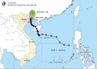 Bão số 1 di chuyển chậm, giảm cường độ và khả năng suy yếu trong ngày 5/7