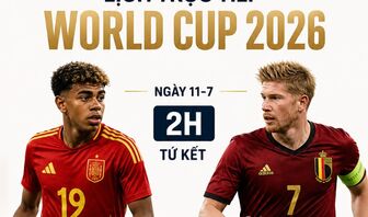 Lịch trực tiếp World Cup 2026 ngày 11/07: Tây Ban Nha đấu Bỉ