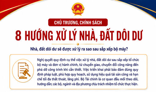 [Infographic] Nhà, đất dôi dư sẽ được xử lý ra sao sau sắp xếp bộ máy?