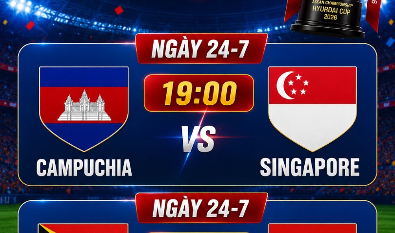Lịch trực tiếp ASEAN Cup 2026: Việt Nam đấu Timor-Leste, Campuchia gặp Singapore