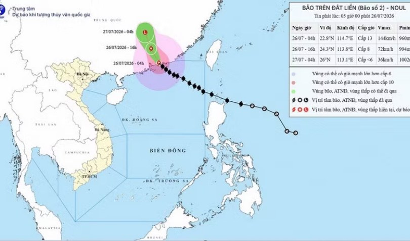 Bão số 2 suy yếu, không có khả năng ảnh hưởng trực tiếp đến đất liền Việt Nam