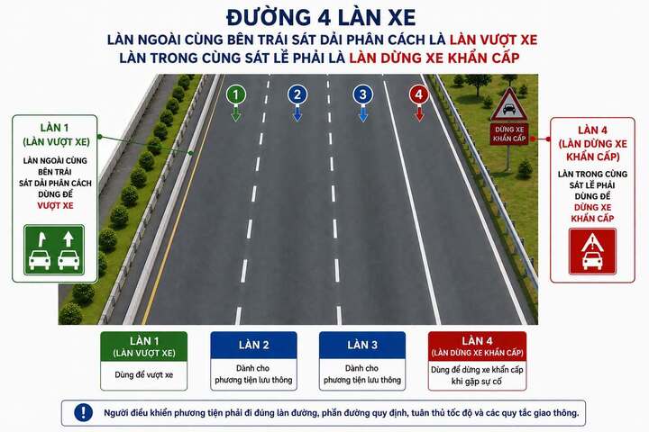 Cục CSGT đề xuất bố trí 'làn vượt xe' riêng trên cao tốc