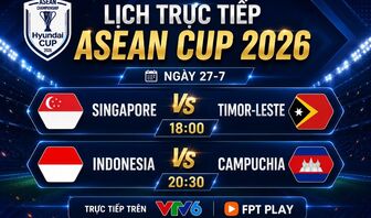 Lịch trực tiếp ASEAN Cup 2026 ngày 27/07: Indonesia đấu Campuchia