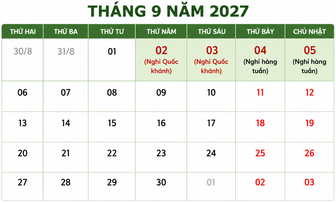 Đề xuất dịp Quốc khánh năm 2027 được nghỉ 4 ngày liên tục