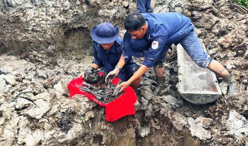 Đội K92 cất bốc 3 hài cốt liệt sĩ tại xã Vĩnh Tuy