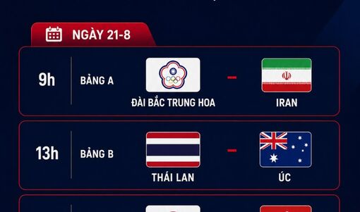 Lịch trực tiếp bóng chuyền nữ châu Á 2026 ngày 21/8