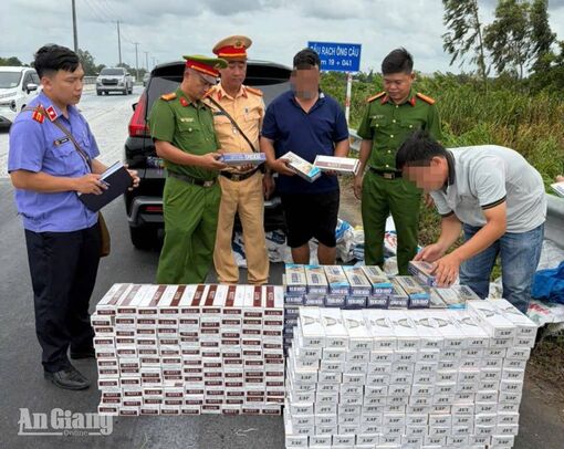 Phát hiện ô tô chở 3.370 bao thuốc lá ngoại tại An Giang