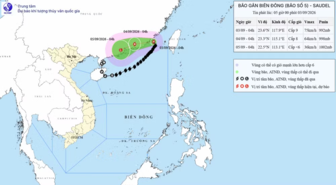 Bão số 5 giật cấp 11, di chuyển ra ngoài Biển Đông