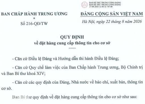 Ban Bí thư quy định việc đặt hàng cung cấp thông tin cho cơ sở