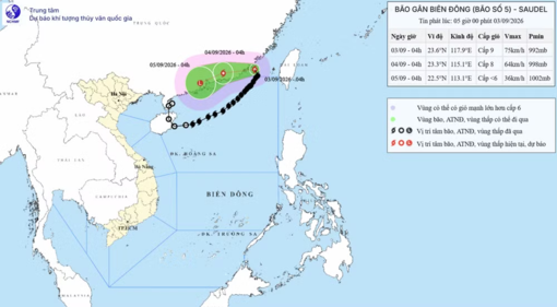 Bão số 5 giật cấp 11, di chuyển ra ngoài Biển Đông