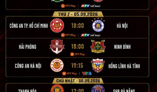 Lịch trực tiếp vòng 1 V-League 2026-2027: Công An TP. Hồ Chí Minh đấu Hà Nội