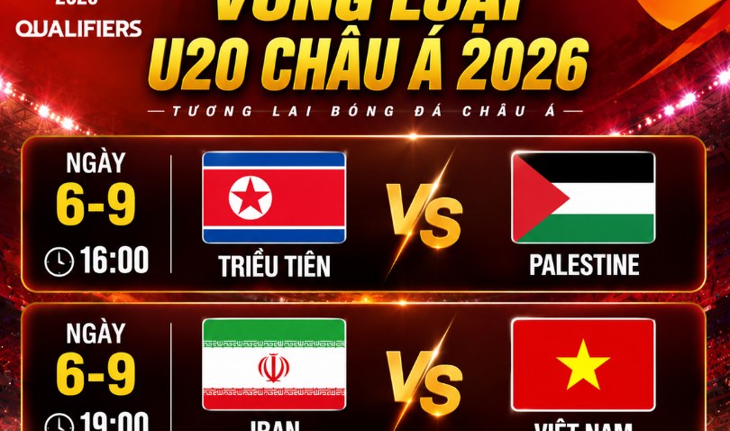 Lịch trực tiếp vòng loại U20 châu Á 2026: U20 Việt Nam quyết đấu U20 Iran3