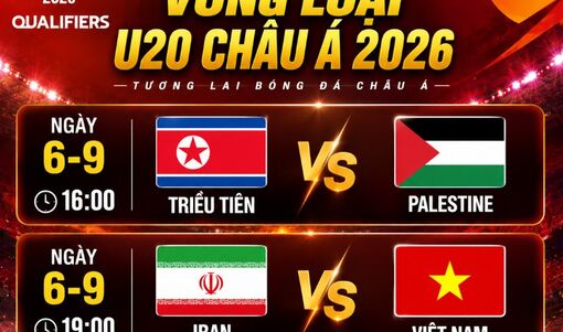 Lịch trực tiếp vòng loại U20 châu Á 2026: U20 Việt Nam quyết đấu U20 Iran3