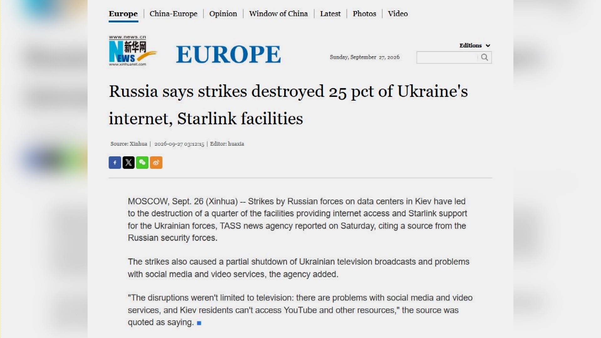 Nga phá hủy cơ sở Internet và Starlink của Ukraine
