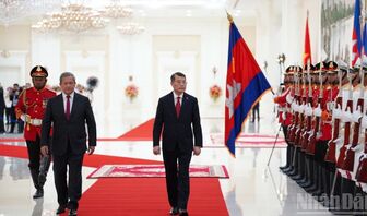 [Ảnh] Thủ tướng Campuchia Hun Manet chủ trì Lễ đón chính thức Thủ tướng Lê Minh Hưng