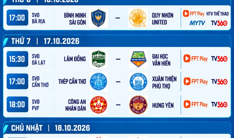 Lịch trực tiếp vòng 3 Giải hạng nhất: Câu lạc bộ Công An Nhân Dân đấu Hưng Yên